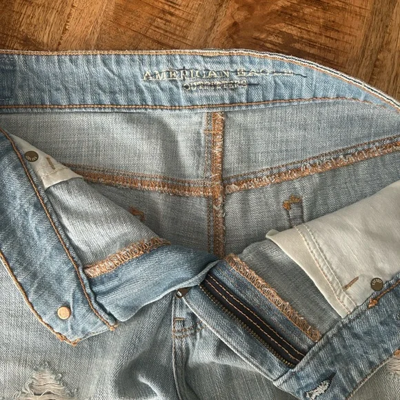 American Eagle Outfitters Blue Distressed Jean Shorts - Picture 3 of 6